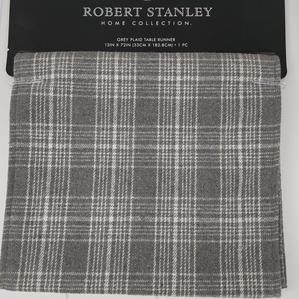 Grey Plaid Farmhouse Table Runner 13 X 72 Robert Stanley
